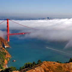 The iconic Golden Gate Bridge in San Francisco, California